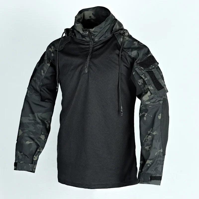 Men's Tactical Camouflage Long Sleeve Hooded Shirt mcbk xxl by HitMyNeed