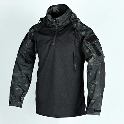 Men's Tactical Camouflage Long Sleeve Hooded Shirt mcbk xxl by HitMyNeed