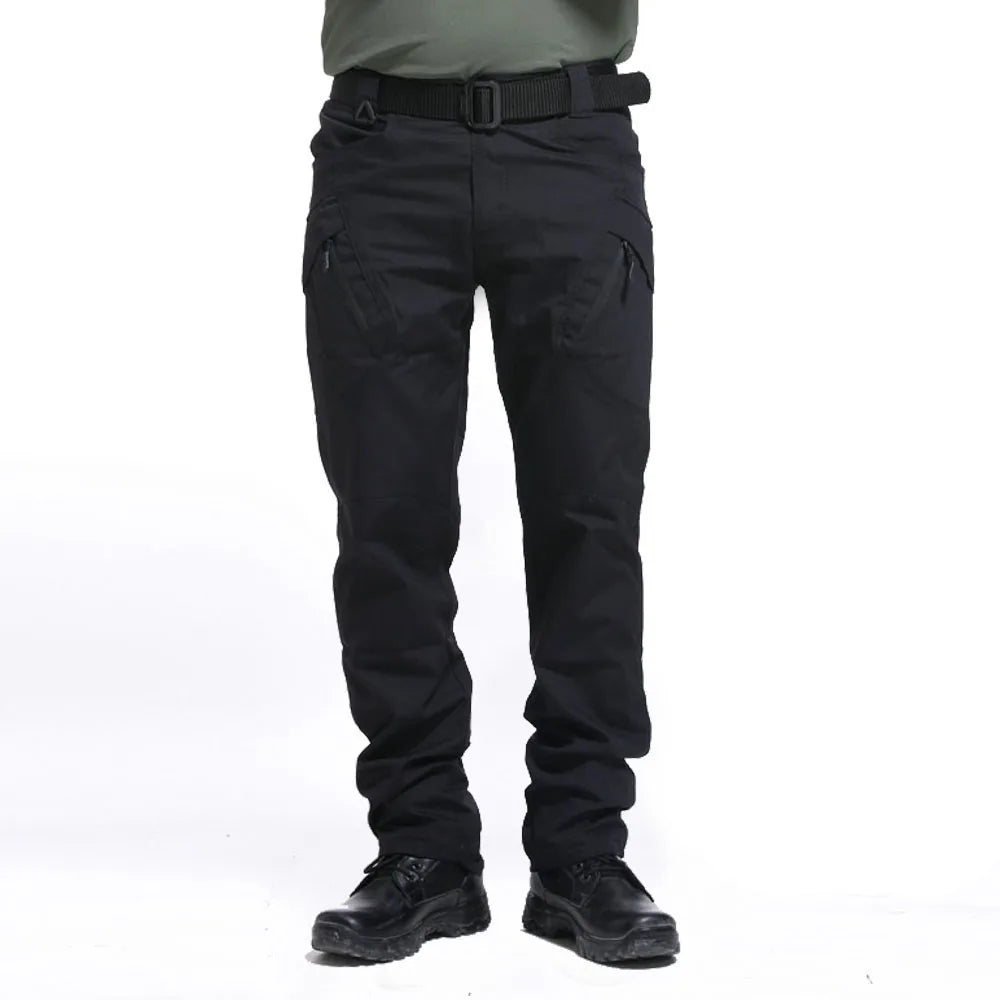 Men's Tactical Cargo Jogger Pants with Multi Pockets ia-black m by HitMyNeed