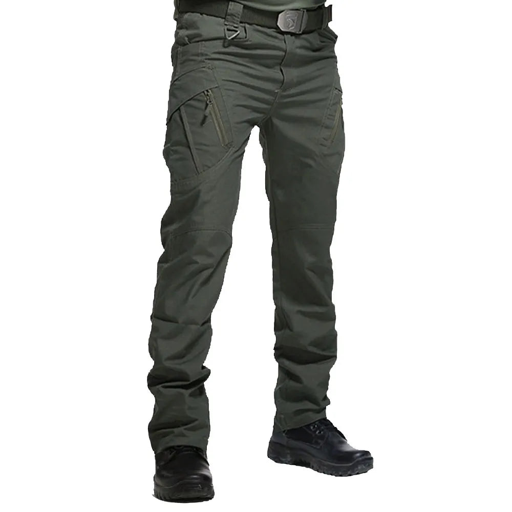 Men's Tactical Cargo Jogger Pants with Multi Pockets ia-green l by HitMyNeed