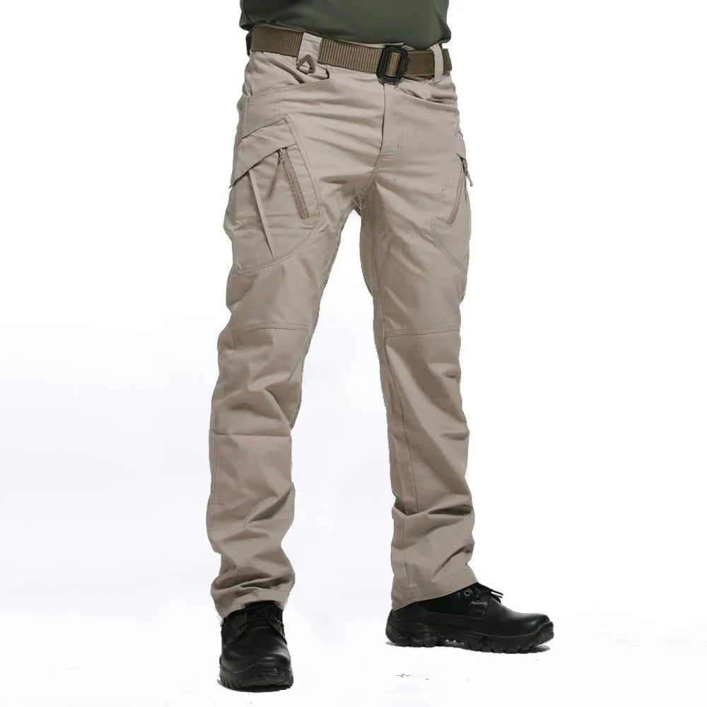 Men's Tactical Cargo Jogger Pants with Multi Pockets ia-khaki xxl by HitMyNeed