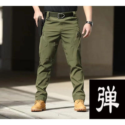 Men's Tactical Elastic Cargo Pants for Outdoor Use x9-army-green 5xl115-125kg by HitMyNeed