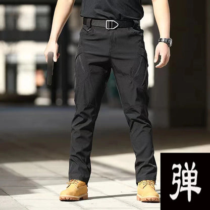 Men's Tactical Elastic Cargo Pants for Outdoor Use x9-black 5xl115-125kg by HitMyNeed