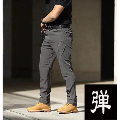 Men's Tactical Elastic Cargo Pants for Outdoor Use x9-gray 5xl115-125kg by HitMyNeed