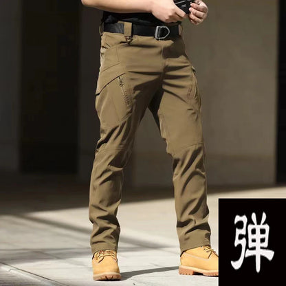 Men's Tactical Elastic Cargo Pants for Outdoor Use x9-wolfkhaki xxl-85-95kg by HitMyNeed