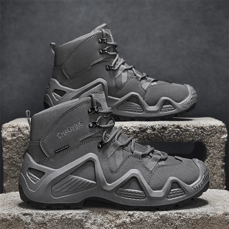 Men's Tactical Waterproof Boots with Straps gray 43.0 by HitMyNeed