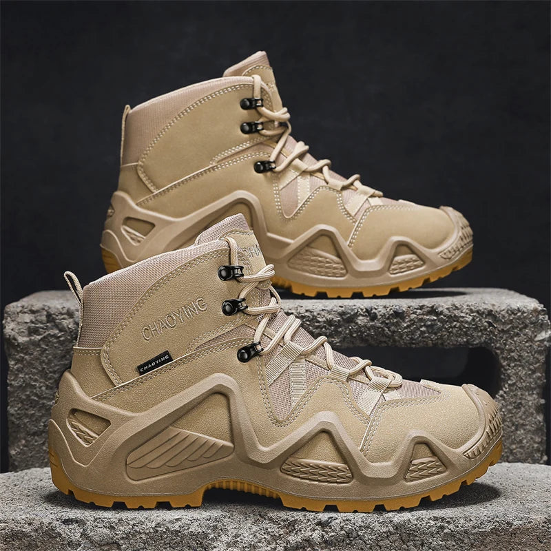 Men's Tactical Waterproof Boots with Straps khaki 45.0 by HitMyNeed