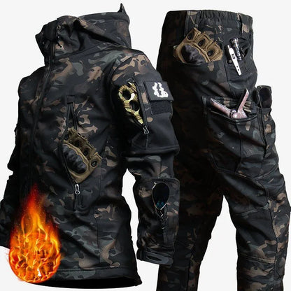Men's Tactical Winter Soft Shell Hooded Suit by HitMyNeed