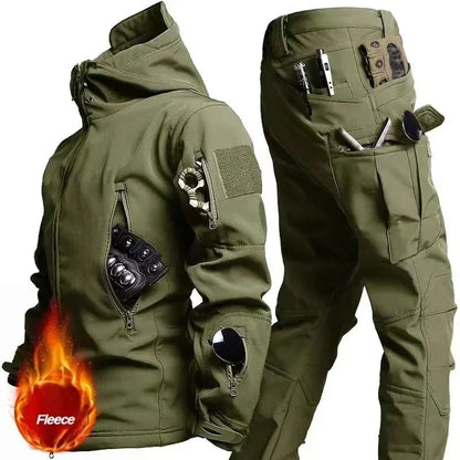 Men's Tactical Winter Soft Shell Hooded Suit army-green m by HitMyNeed