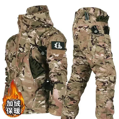 Men's Tactical Winter Soft Shell Hooded Suit camo-1 4xl by HitMyNeed