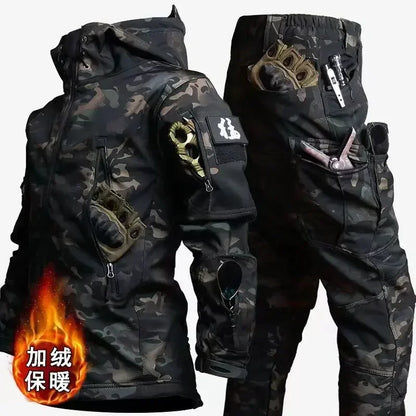 Men's Tactical Winter Soft Shell Hooded Suit camo-2 xl by HitMyNeed