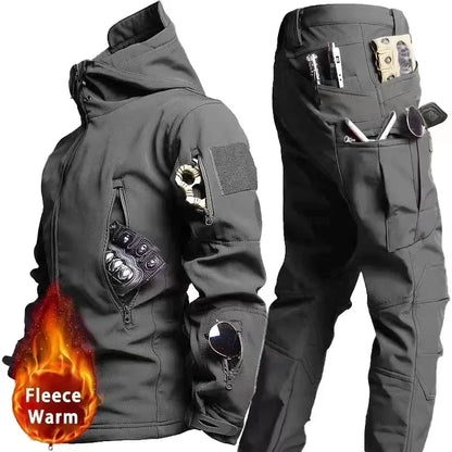 Men's Tactical Winter Soft Shell Hooded Suit grey xxl by HitMyNeed