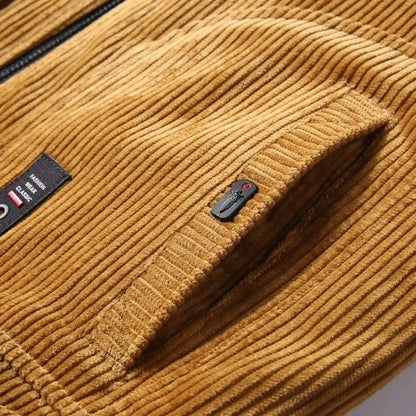 Men's Thermal Corduroy Winter Jacket with Fur Collar by HitMyNeed