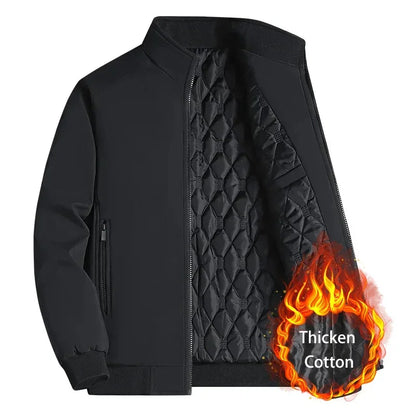 Men's Thick Waterproof Winter Jacket with Stand Collar black 5xl-95-105-kg by HitMyNeed