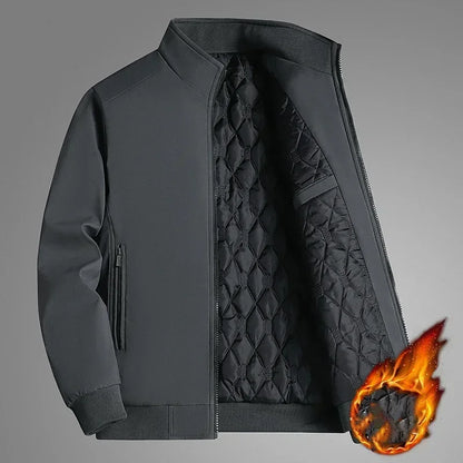 Men's Thick Waterproof Winter Jacket with Stand Collar gray 7xl110-122-5-kg by HitMyNeed