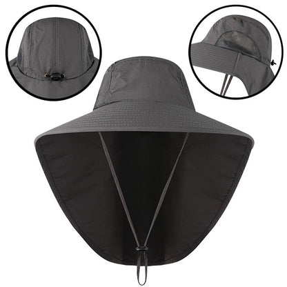 Men's UV Protection Fishing Hat with Neck Cover grey by HitMyNeed