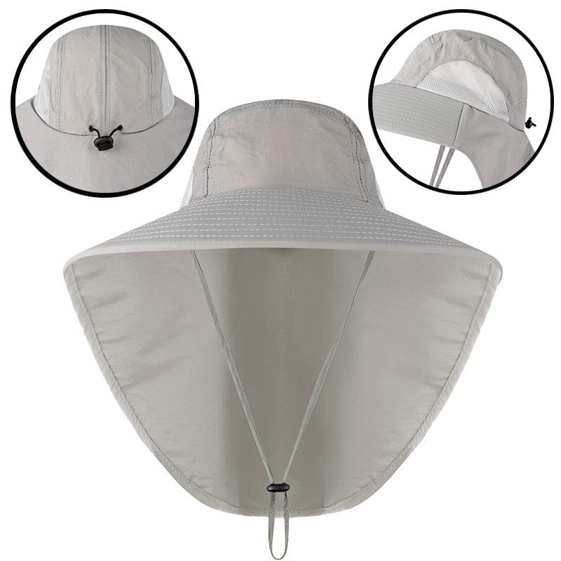 Men's UV Protection Fishing Hat with Neck Cover light-grey by HitMyNeed