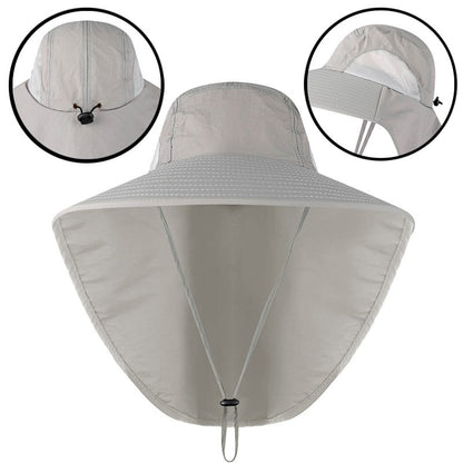 Men's UV Protection Fishing Hat with Neck Cover light-grey by HitMyNeed