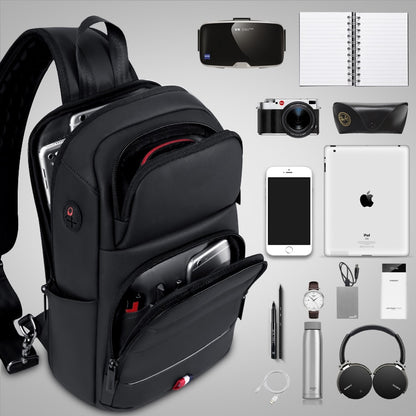 Men's Waterproof Chest Crossbody Bag with USB Port by HitMyNeed