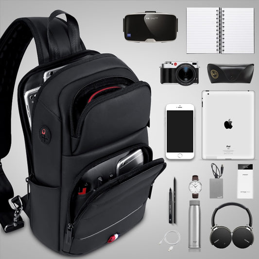 Men's Waterproof Chest Crossbody Bag with USB Port by HitMyNeed