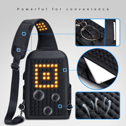 Men's Waterproof Chest Crossbody Bag with USB Port by HitMyNeed
