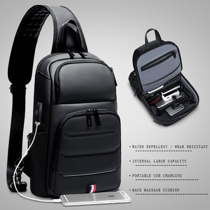 Men's Waterproof Chest Crossbody Bag with USB Port by HitMyNeed