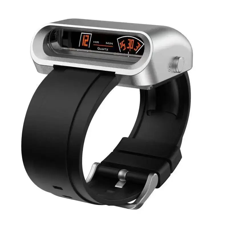 Men's Waterproof Sport Watch with Rubber Band silver-black by HitMyNeed