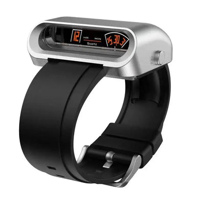 Men's Waterproof Sport Watch with Rubber Band silver-black by HitMyNeed