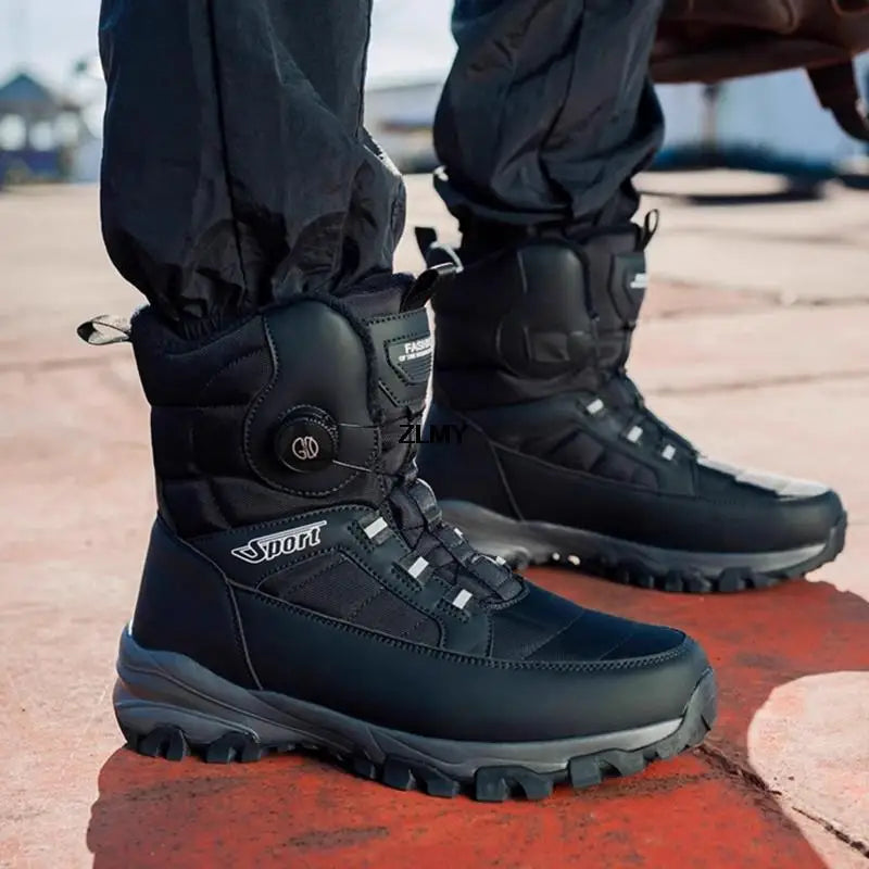 Men's Waterproof Winter Snow Boots with Plush Lining by HitMyNeed