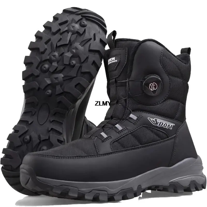 Men's Waterproof Winter Snow Boots with Plush Lining black 44.0 by HitMyNeed