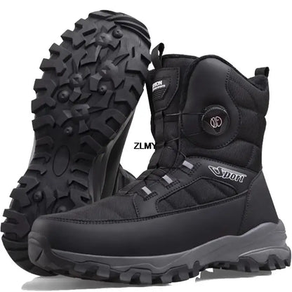 Men's Waterproof Winter Snow Boots with Plush Lining black 44.0 by HitMyNeed
