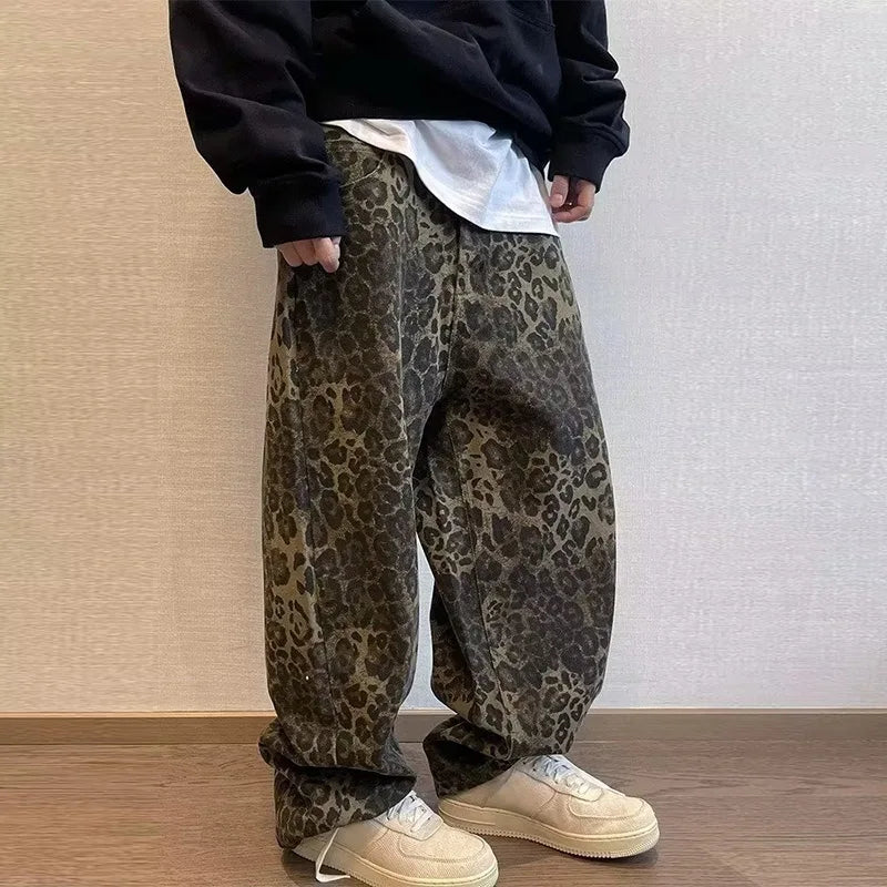 Men's Wide Leg Leopard Print Pants leopard-02 3xl by HitMyNeed