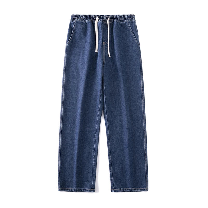 Men's Wide Leg Straight Fit Denim Jeans 01-dark-blue m by HitMyNeed