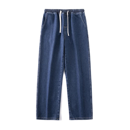 Men's Wide Leg Straight Fit Denim Jeans 01-dark-blue m by HitMyNeed