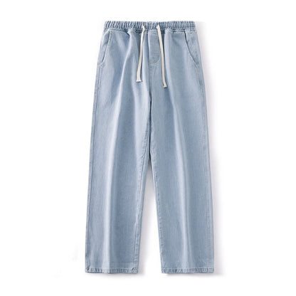 Men's Wide Leg Straight Fit Denim Jeans 01-ground-white-blue s by HitMyNeed
