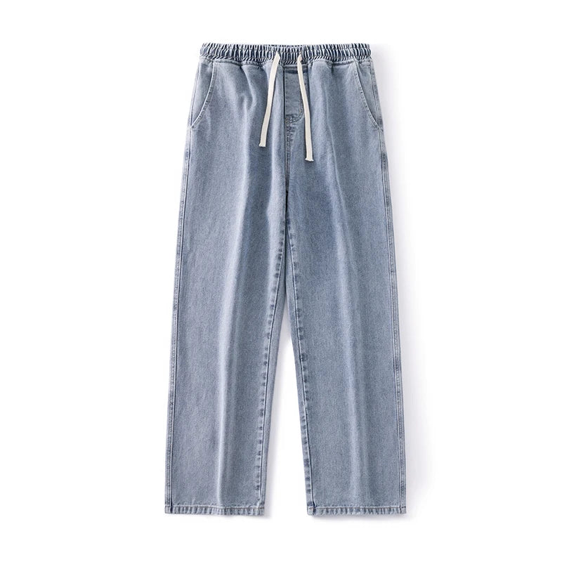 Men's Wide Leg Straight Fit Denim Jeans 01-wathet xl by HitMyNeed