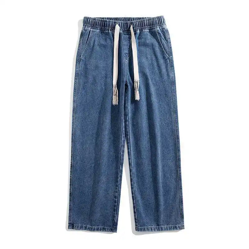 Men's Wide Leg Straight Fit Denim Jeans 02-dark-blue s by HitMyNeed