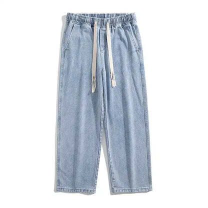 Men's Wide Leg Straight Fit Denim Jeans 02-wathet m by HitMyNeed
