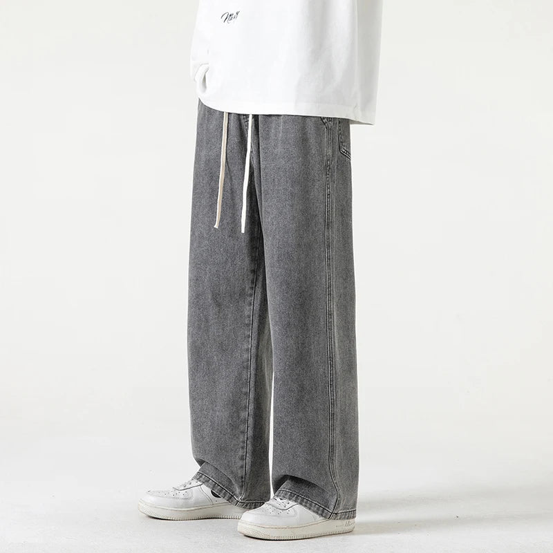 Men's Wide Leg Straight Fit Denim Jeans by HitMyNeed