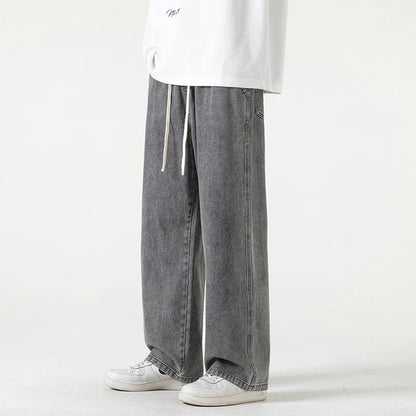 Men's Wide Leg Straight Fit Denim Jeans by HitMyNeed