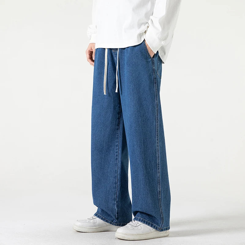 Men's Wide Leg Straight Fit Denim Jeans by HitMyNeed