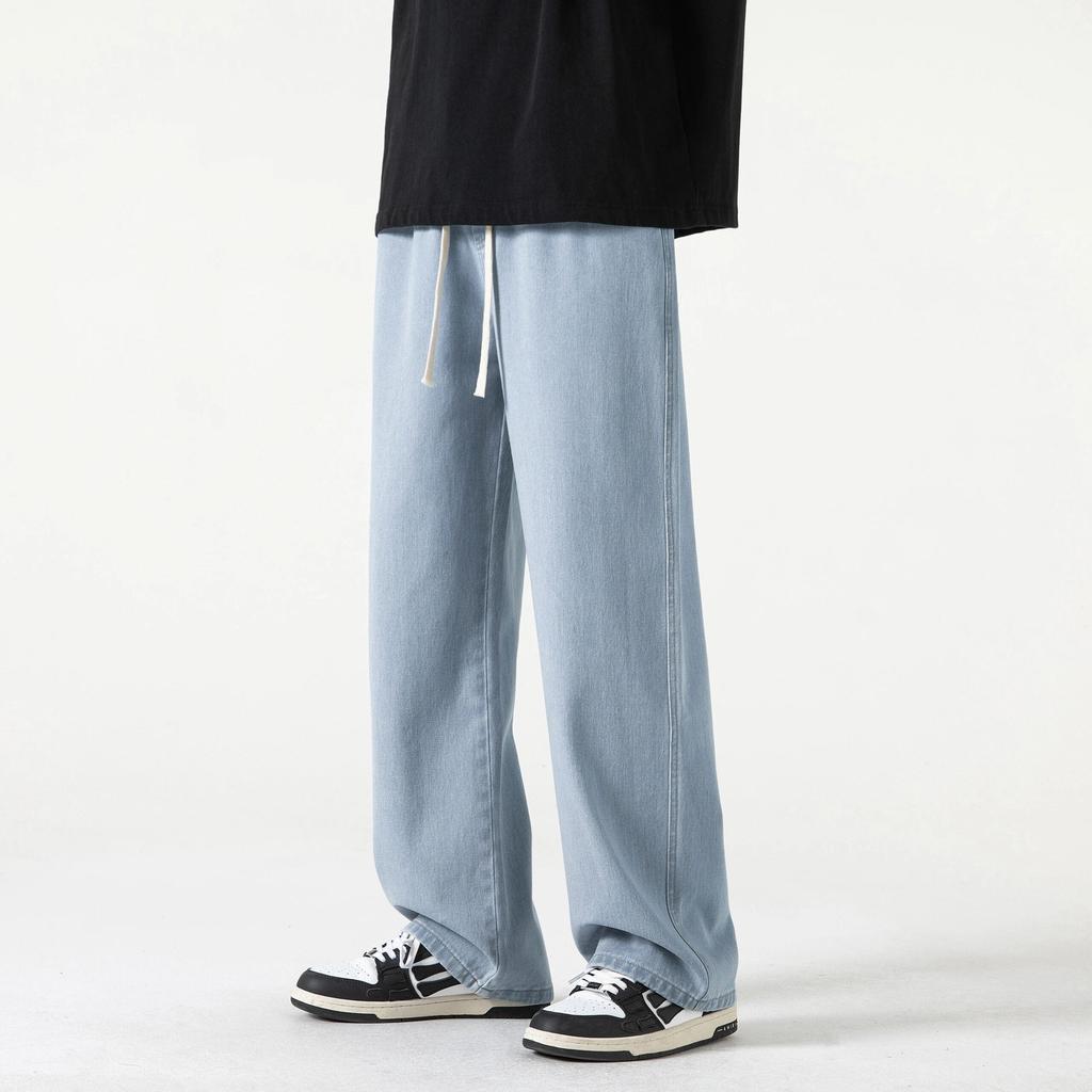 Men's Wide Leg Straight Fit Denim Jeans by HitMyNeed