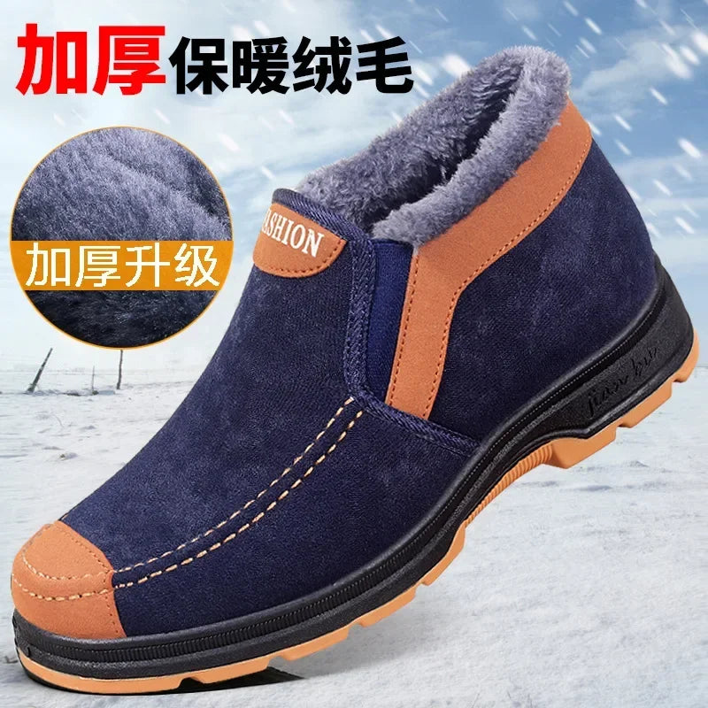 Men's Winter Cotton Snow Boots with Plush Lining by HitMyNeed
