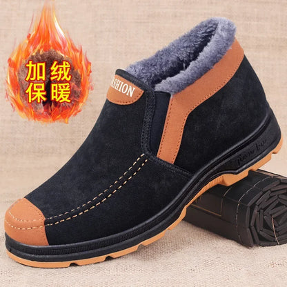 Men's Winter Cotton Snow Boots with Plush Lining black 39.0 by HitMyNeed