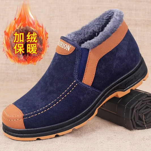 Men's Winter Cotton Snow Boots with Plush Lining blue 44.0 by HitMyNeed
