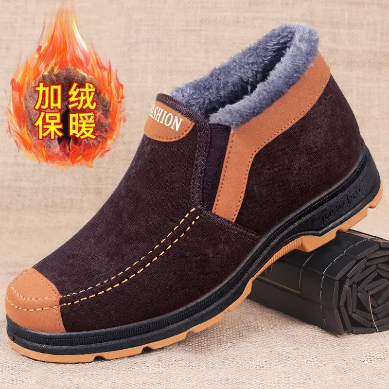 Men's Winter Cotton Snow Boots with Plush Lining curry-color 40.0 by HitMyNeed