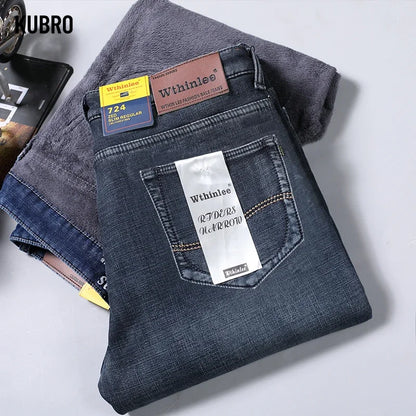Men's Winter Fleece-Lined Stretch Denim Jeans by HitMyNeed