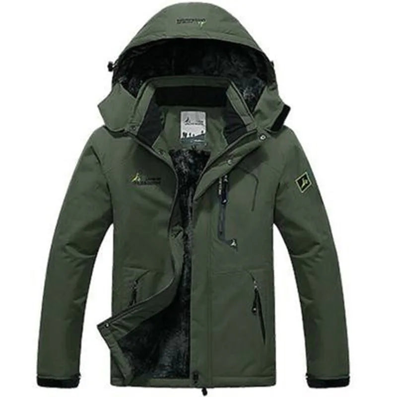 Men's Winter Parka Windproof Fur Hooded Anorak army-green xl-60-70kg by HitMyNeed