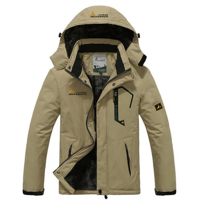 Men's Winter Parka Windproof Fur Hooded Anorak khaki 5xl-105-115kg by HitMyNeed