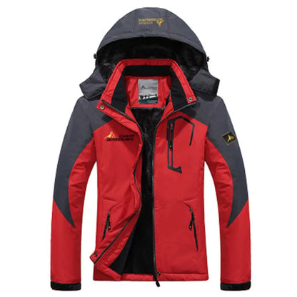 Men's Winter Parka Windproof Fur Hooded Anorak red l-50-60kg by HitMyNeed